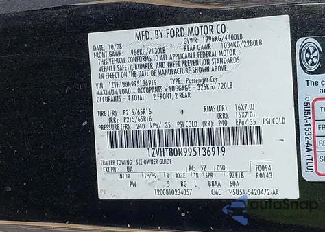 2009 Ford Mustang V6/V6 Premium from USA, damaged, VIN 1ZVHT80N995136919